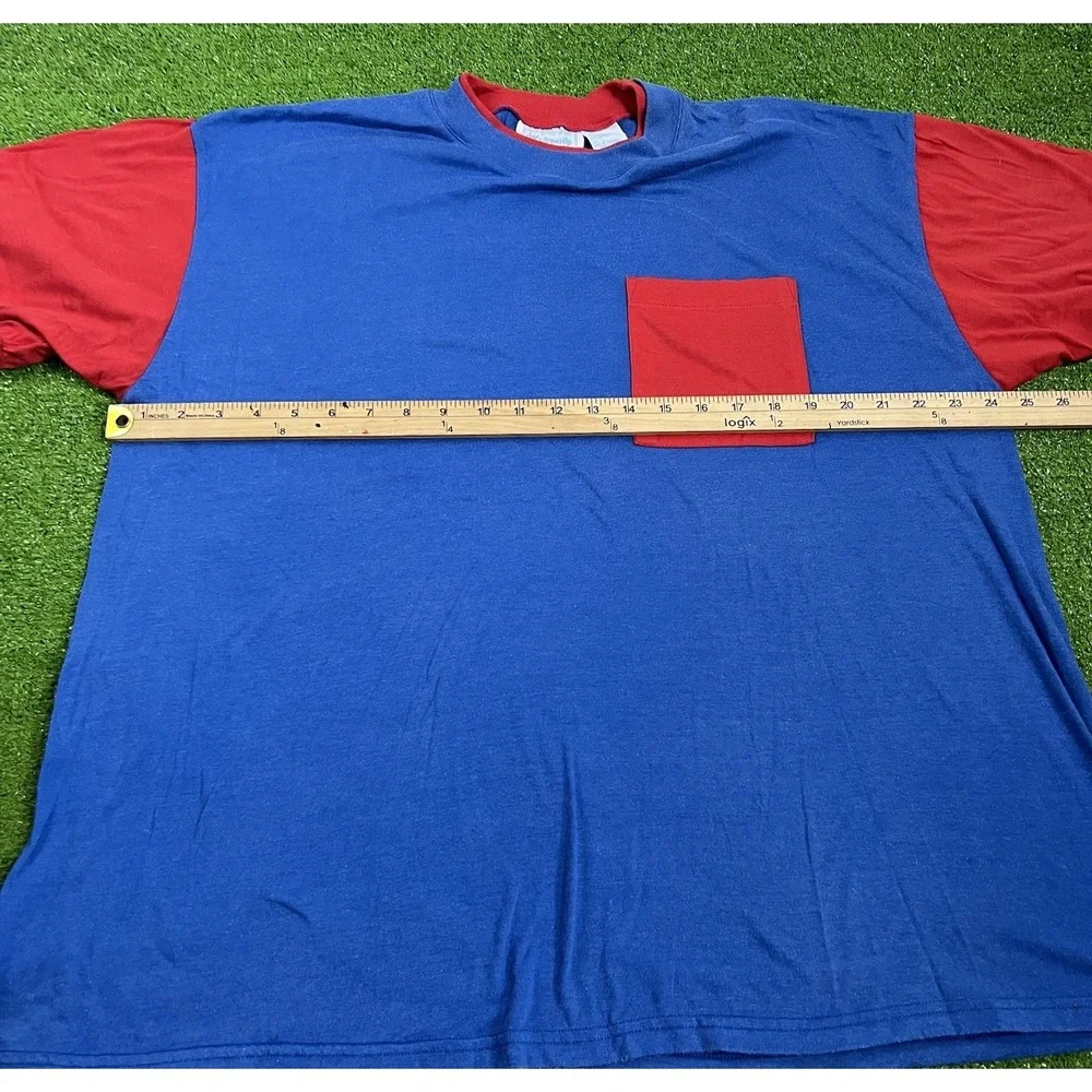 Vintage Color Block T-shirt LG Soft Cotton 80s Maternity Shirt Maternity Wear - Picture 1 of 6